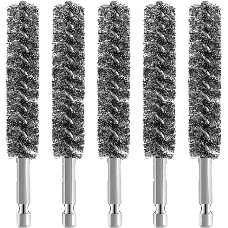 Set Aus 5 Edelstahl-reinigungsbürsten – Sechskantschaft – Für Rost Und Rückstände – Kompatibel Mit Bohrmaschinen Und Winkelschleifern