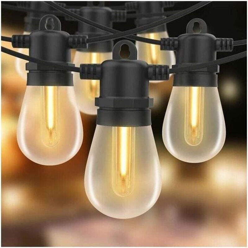 15m Außen-led-lichterkette Mit 15 E27 S14 Kunststofflampen, Ip44 Wasserdicht, Lichterkette Für Garten, Hof, Terrasse, Weihnachten
