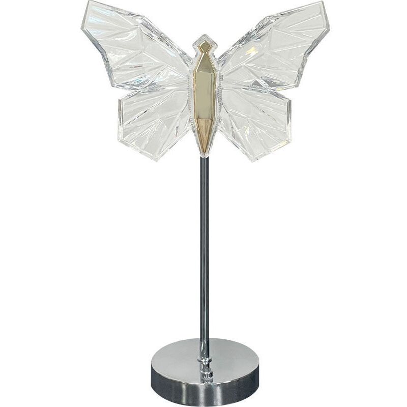 Tischlampe Aus Kristall Mit Schmetterlingsdesign. Dekorative Nachtlampe. Dimmbar.