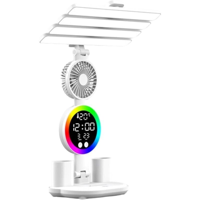Multifunktionale Tischlampe Mit Stifthalter Und Helligkeitsregelung, Mit Ventilator