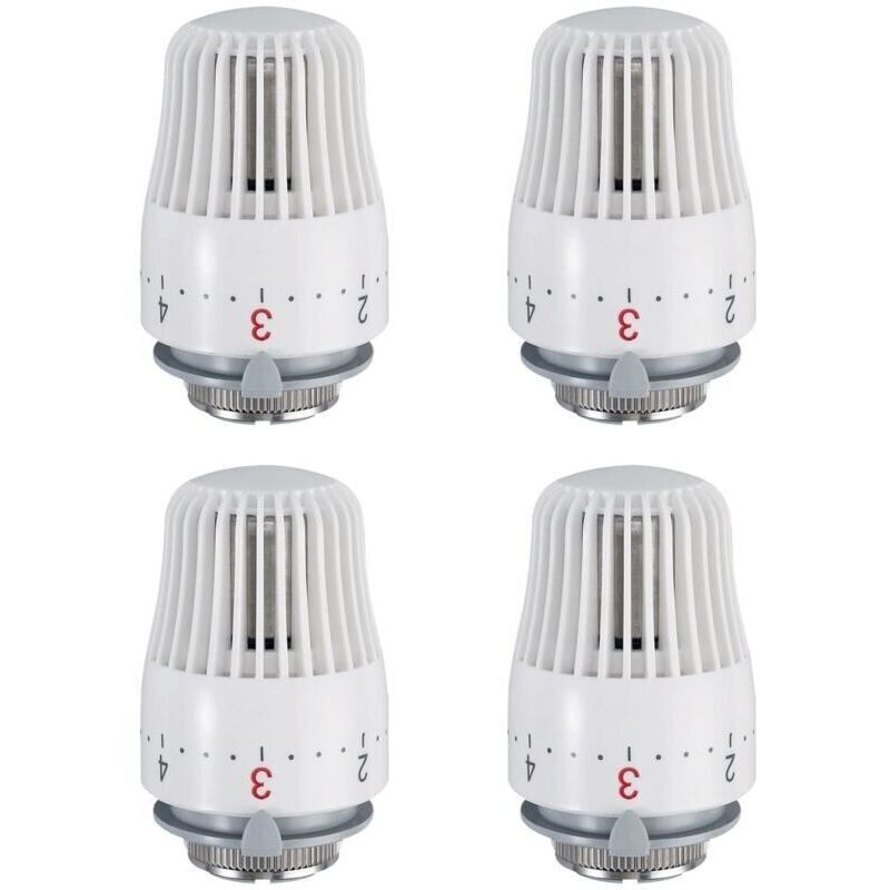 Satz Von 4 Thermostatköpfen. Ersatzkopf Für Heizkörperventil M30 X 1,5. Thermostatisches Heizkörperventil.