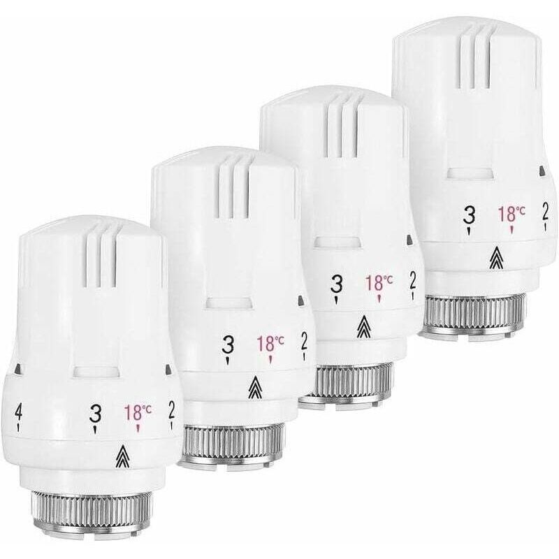 4er-set Thermostatköpfe Für Heizkörper – Anschluss M30 X 1,5 – 5 Einstellstufen – Frostschutzfunktion Und Flüssigkeitssensor