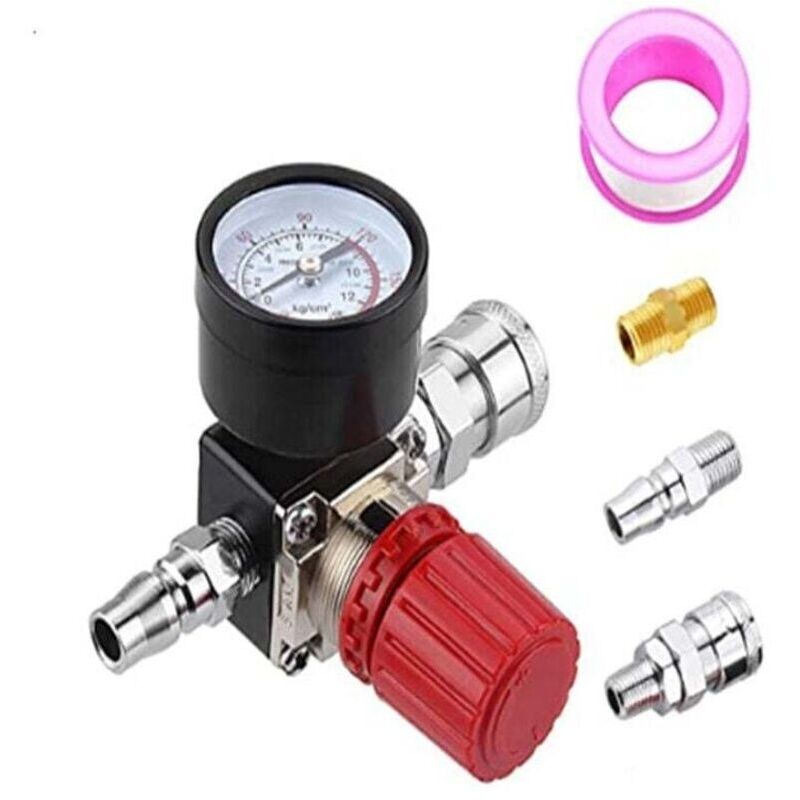 Druckregler Für Luftkompressor – Integriertes Manometer – 1/4'' Ausgangsgewinde – Maximaler Druck 180 Psi – Einfache Installation