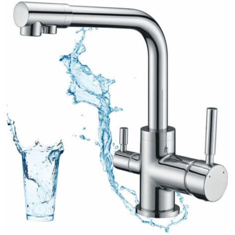 3-wege-küchenarmatur. 360° Schwenkbare Küchenmischbatterie. Küchenarmatur Für Trinkwasser. Küchenspülen-mischbatterie Mit Ausgang Für Gefiltertes Wasser