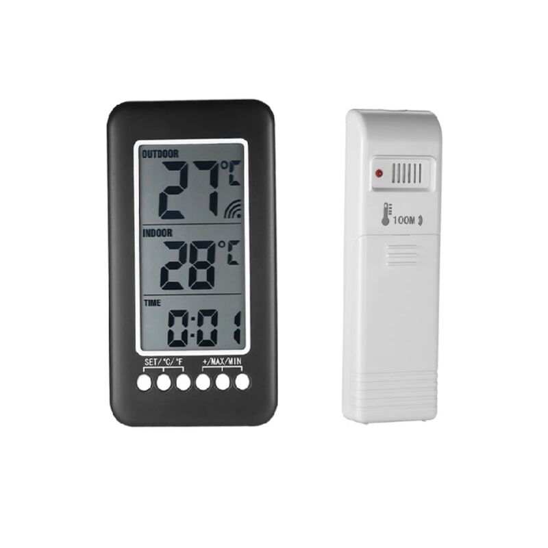 2-in-1 Kabelloses Innen- Und Außenthermometer – Lcd-anzeige – Bereich Von -30 °c Bis 70 °c – Senderreichweite Bis Zu 100 M