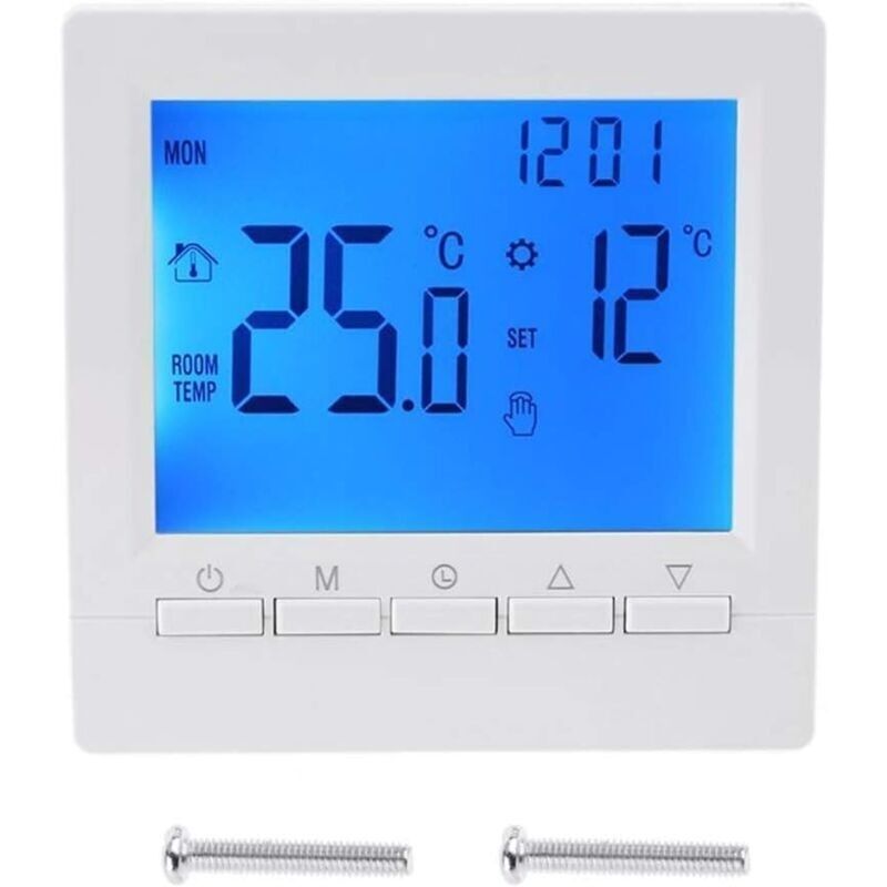 Intelligenter Wandthermostat Für Fußbodenheizung – Blau Hintergrundbeleuchtetes Lcd-display – Stromversorgung Mit 2 Aa-batterien – Genauigkeit ± 1℃