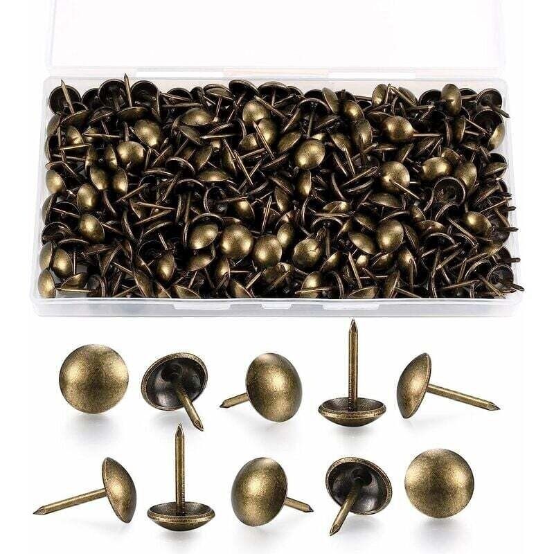 200 Stück Polsternägel. Dekorative Möbelpolsternägel. Tapetenstifte. Antike Messing-möbelpolsternägel Mit Kunststoffbox Für Sessel, Sofa, Möbel Und Holzobjekte - 11x17 Mm