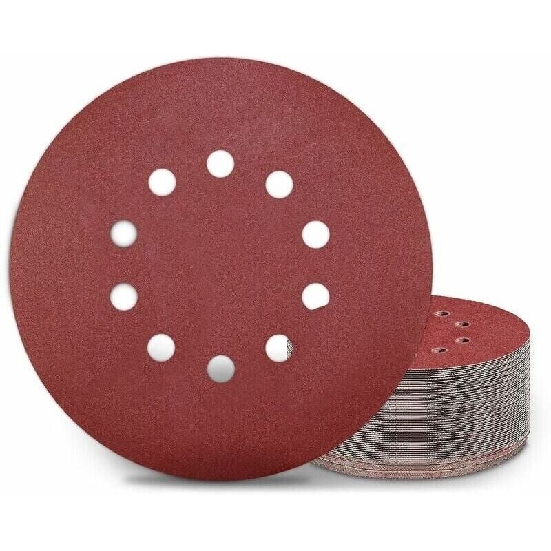 Schleifscheibe 225 Mm. 50 Runde Schleifpads. Körnung 320. 10 Löcher. Für Langhalsschleifer, Trockenbauschleifer Und Giraffenschleifer
