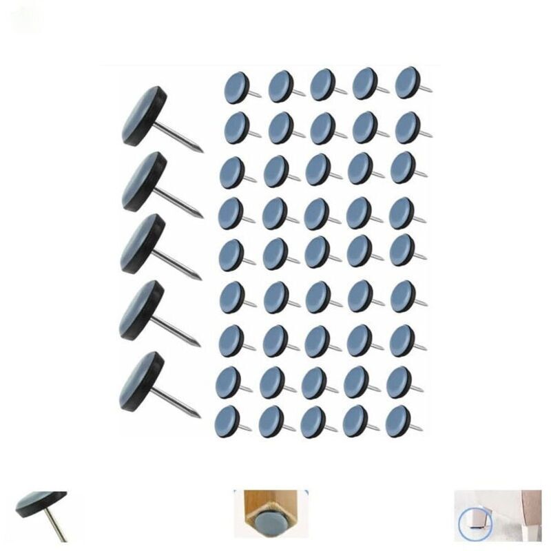 50 Stück Teflon-gleiter Zum Annageln Für Stühle, 19 Mm Runde Möbelgleiter Aus Teflon, Stuhlgleiter Mit Nagel, Teflon-stuhlgleiter, Filzgleiter Zum Annageln Für Stuhl, Sofa, Büro Und Tisch