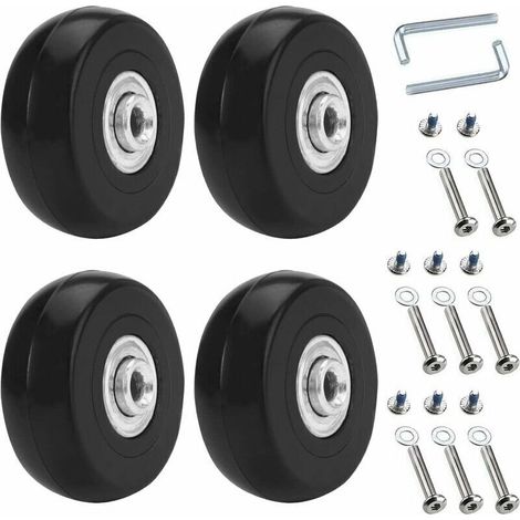 4 Stück Universelle Kofferrollen, 50 X 18 Mm Ersatzräder Für Gepäck, Ersatzrollen Für Koffer, Kofferrollen-kit Aus Gummi Und Metall Für Koffer, Handwagen, Kinderwagen, Tr