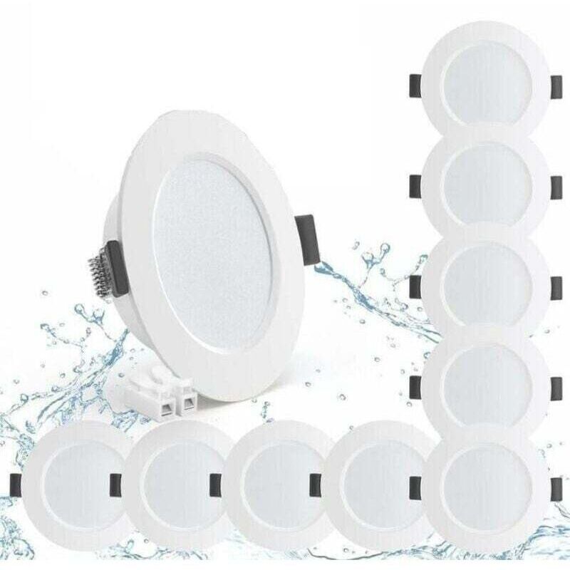 10er Set Led-einbauspots 5w Ip44 – Neutralweiß 4000k – Wasserdichte Beleuchtung 450lm – Extraflaches Design 25mm Für Badezimmer