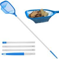Schwimmbad Kescher Mit Verstellbarem Aluminiumstiel 63-153cm – Feines Netz, 13cm Tiefe – 4-teiliges Set Für Effektive Reinigung