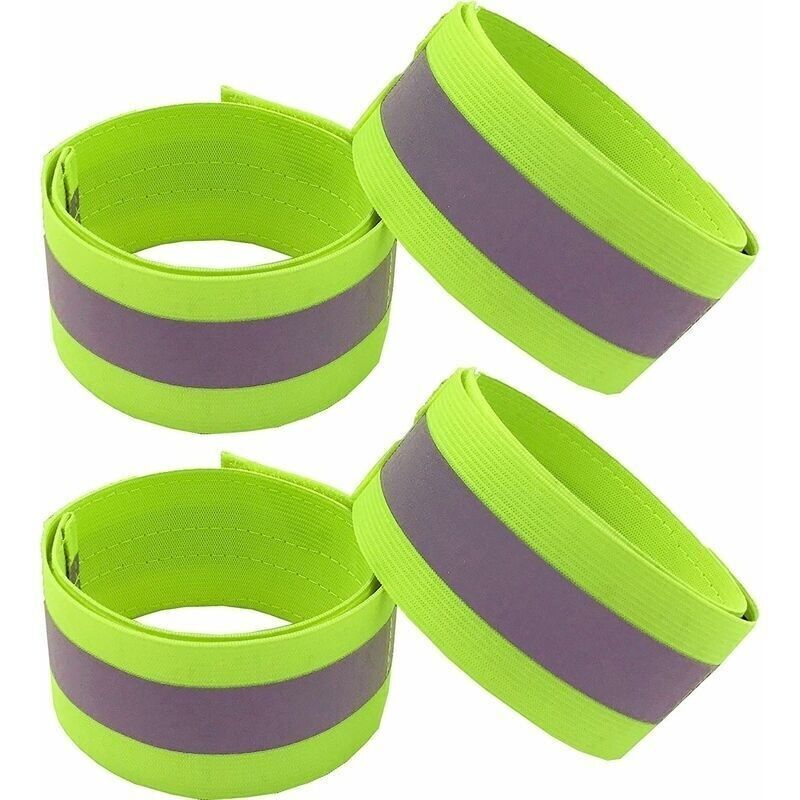 4er-set Reflektierende Armbänder Für Sicherheit - Hohe Sichtbarkeit Für Fahrrad, Laufen, Kinder - Elastisch Mit Klettverschluss, Neonfarben