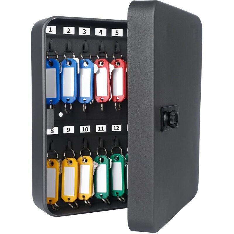 Stahlschlankschrank Mit 28 Schlüsseln, Kombinierter Schlossorganizer Mit Zurücksetzbarem Digitalen Code-schlüsselkasten Und 4-farbigen Schlüsselanhängern