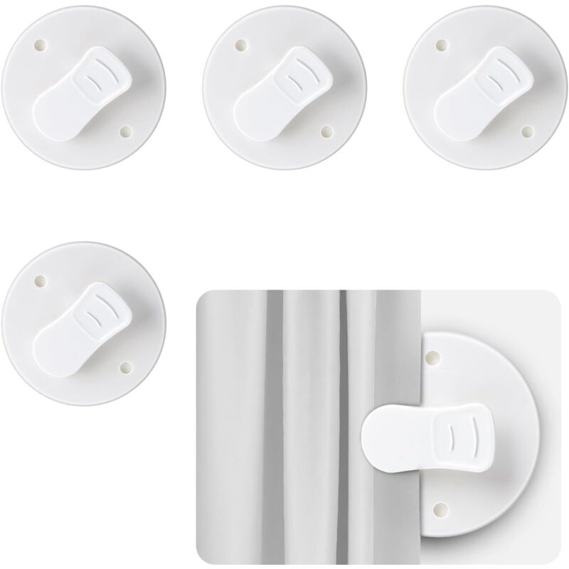 4er-set Duschvorhang-clips 5 Cm – Spritzwasserschutz, Selbstklebend, Weiße Windfangklammern Zum Befestigen Des Vorhangs