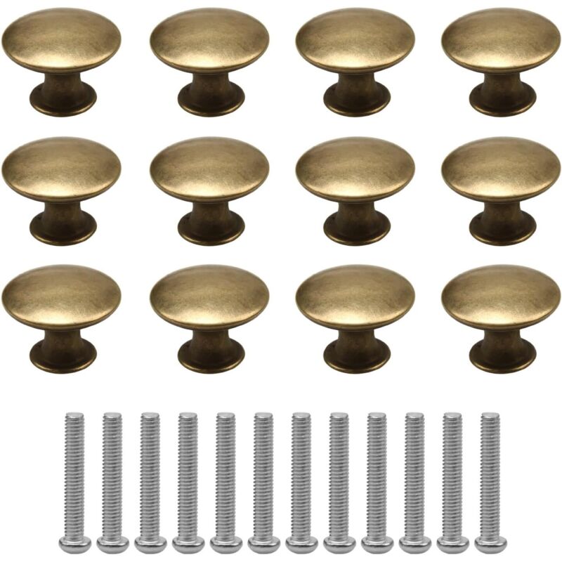 12er-set Vintage-möbelknöpfe Aus Antikem Messing, Schubladengriffe Aus Bronze-zinklegierung, Runde Griffe Für Schränke, Kommoden Und Küche, Im Schicken Und Eleganten Stil