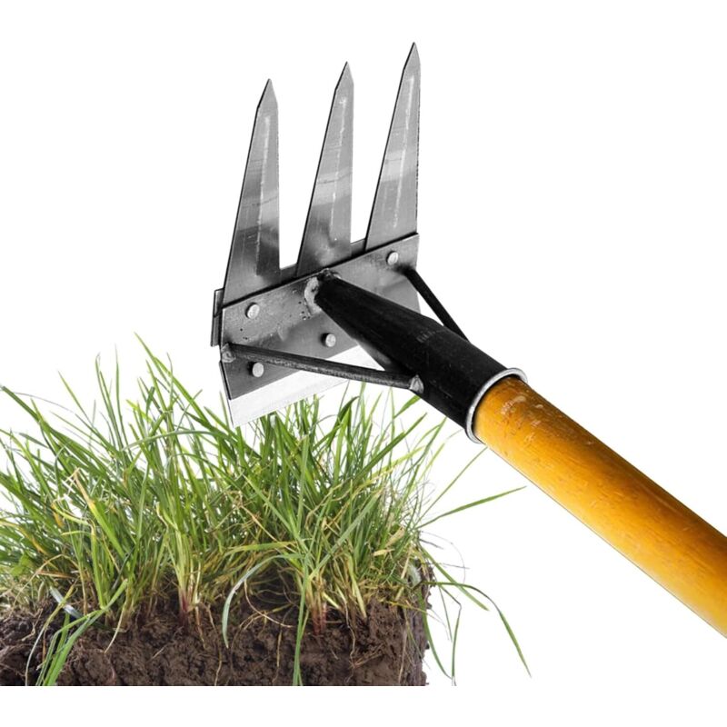 3 Zahn Unkraut-rechen Aus Kohlenstoffstahl, Gartenrechen, Gartengerät Rechen, Abnehmbarer Sehr Widerstandsfähiger Doppelseitiger Metall-gartenrechen Für Hinterhof Und Farm