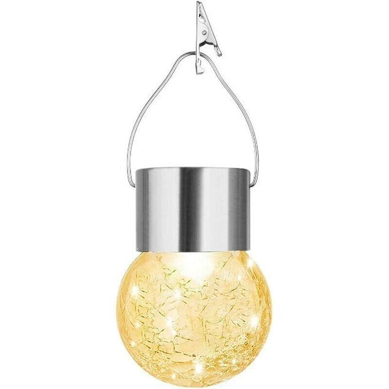 Solarlampe Zum Einklemmen, Leuchten Aus Rissigem Glaskugeln - Dekorative Led-solarleuchten Für Rasen, Hof Und Terrasse