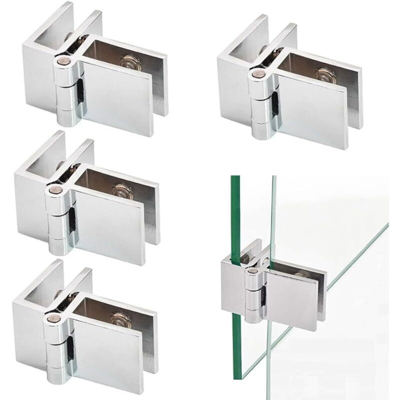 Satz Mit 4 Doppelseitigen, Einstellbaren Glastürscharnieren Im 90-grad-winkel Aus Zinklegierung Für Eine Glasstärke Von 5 Mm Bis 8 Mm