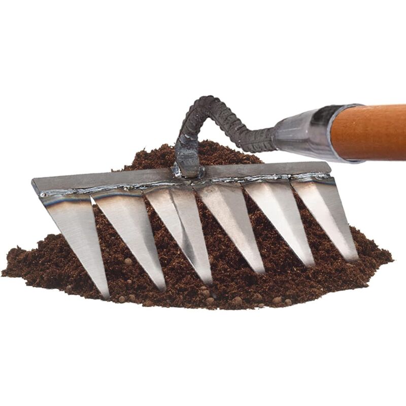 Metall-gartenfräse Für Die Gartenarbeit, Schwerer Zinkenrechen Aus Metall, Unkrautjäten Mit Zinken Aus Kohlenstoffstahl, 6-zinken-rechen