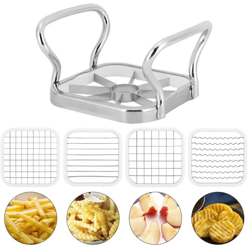 Kartoffelschneider - 5-in-1 Edelstahl-kartoffelschneider, Obstschneider, Pommes-frites-maker, Chopper Mit Komfortablem Griff Zur Kraftersparnis