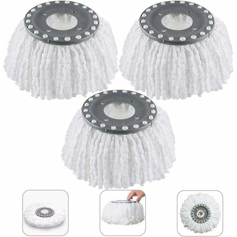 Mikrofaser-balinkopf. Mopp-köpfe. Runder Ersatz-moppkopf, 360° Drehbar, 3 Stück (durchmesser 16 Cm).