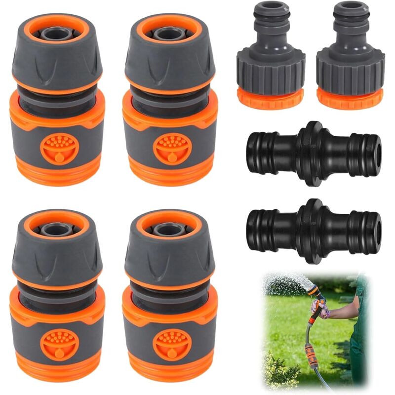 4er-set 1/2" (13 Mm) Schlauchverbinder – Mit 2 Kupplungs- Und Wasserhahnanschlüssen – Kompatibel Mit Wasserhahn, Gartenschlauch, Gartenbewässerung, Autowäsche (8 Teile)