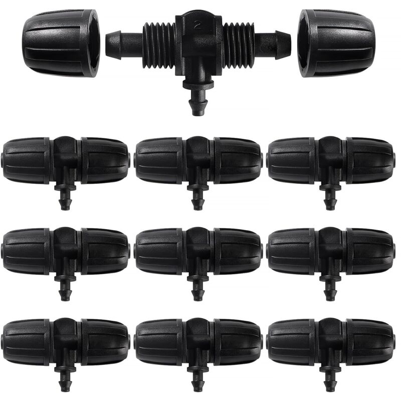 10 Stück T-verbinder Mit Widerhaken, 3-wege-schlauchverbinder Für Bewässerungsschläuche 8/12 Mm Auf 4/7 Mm, 3-wege-tropfbewässerungsverbinder Für Garten Und Rasen