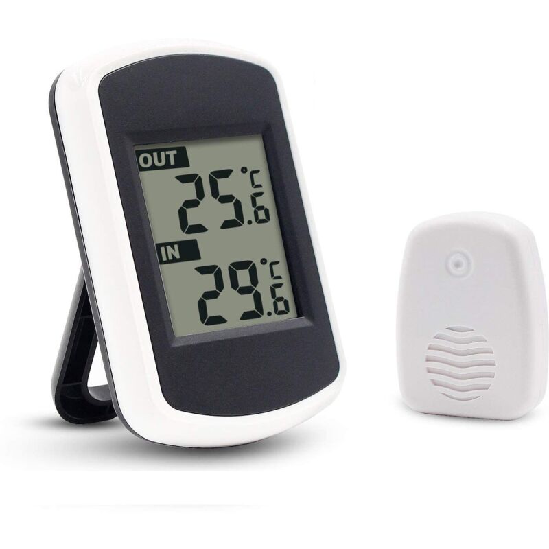 Kabelloses Lcd-digitalthermometer Für Innen- Und Außenbereich, Mini Umgebungs-temperatursensor, Kleiner Präziser Wettertester Für Haus, Schlafzimmer Und Büro, Weiß