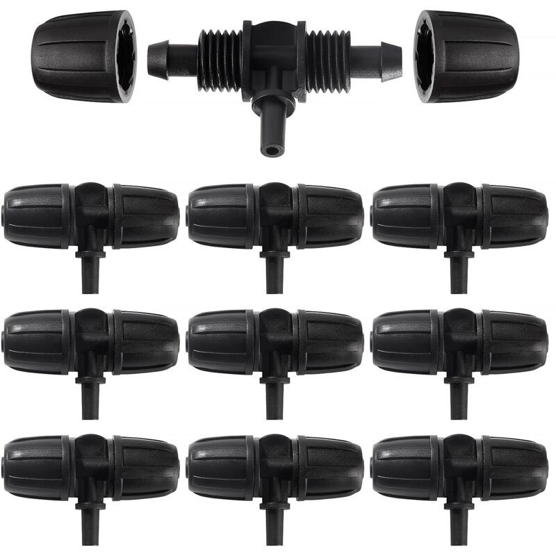 10 Stück 8/12 Mm Auf 6 Mm Bewässerungs-tropfschlauch-verbinder, 3-wege-schlauchverbinder Für Bewässerung, T-förmiger Schlauchanschluss Mit Widerhaken, Für Garten Und Rasen