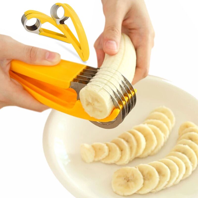 2 Stück Bananenschneider, Bananenschneider Aus Edelstahl, Bananenschneidgerät, Bananenscheider Für Würstchen, Kiwi, Gurken Und Bananen