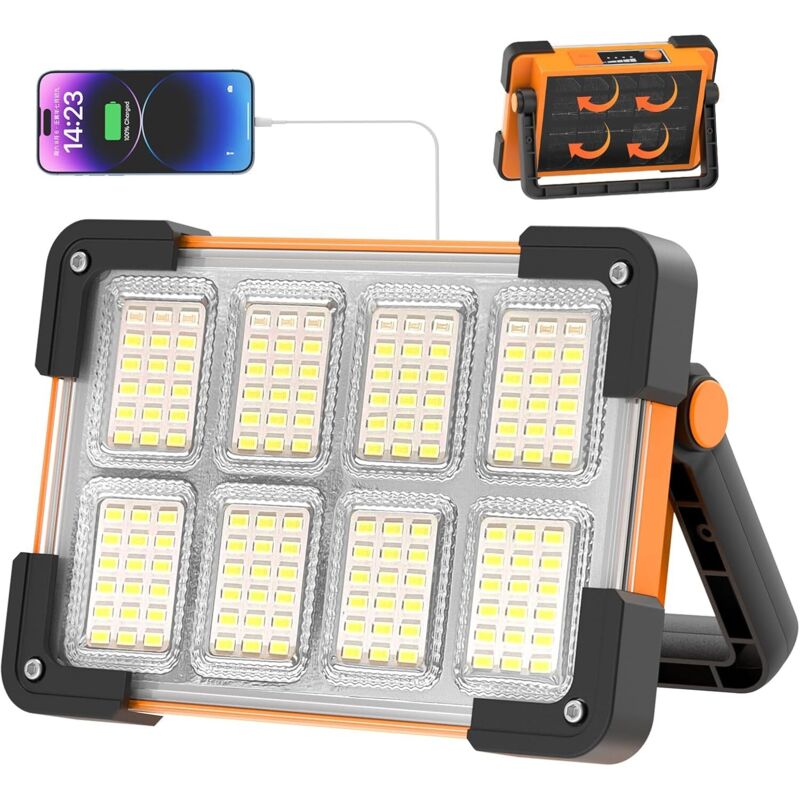 Wiederaufladbare Led-projektor, 3600mah Led-baustellenstrahler, 4 Modi Solarbetriebene Wiederaufladbare Led-lampe, Tragbare Wasserdichte Usb-arbeitsleuchte, Laterne Für Garage, Camping [energieeffizie