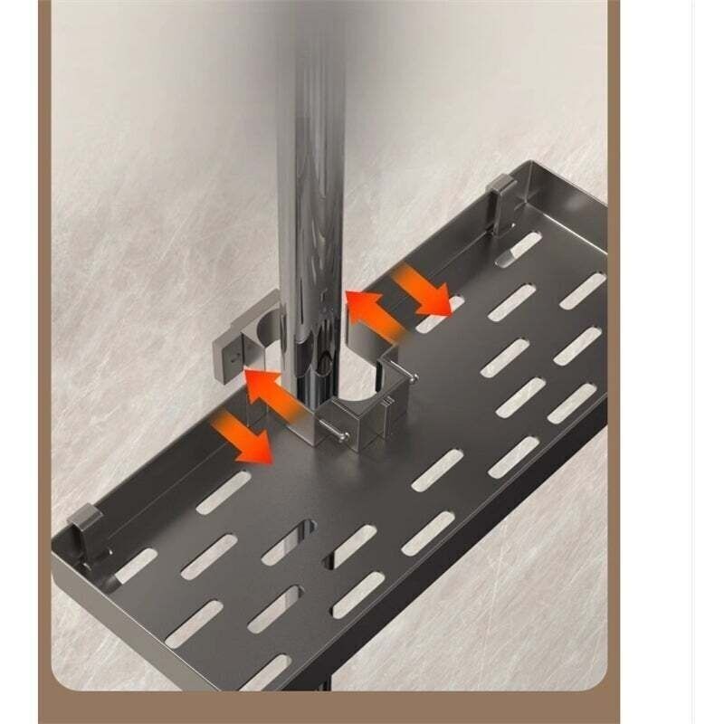 Bohrfreie Duschablage. Aluminium-seifenschale Mit Ablage Für Duschgel. Einfache Installation. Geeignet Für Rohre Von 22-25 Mm