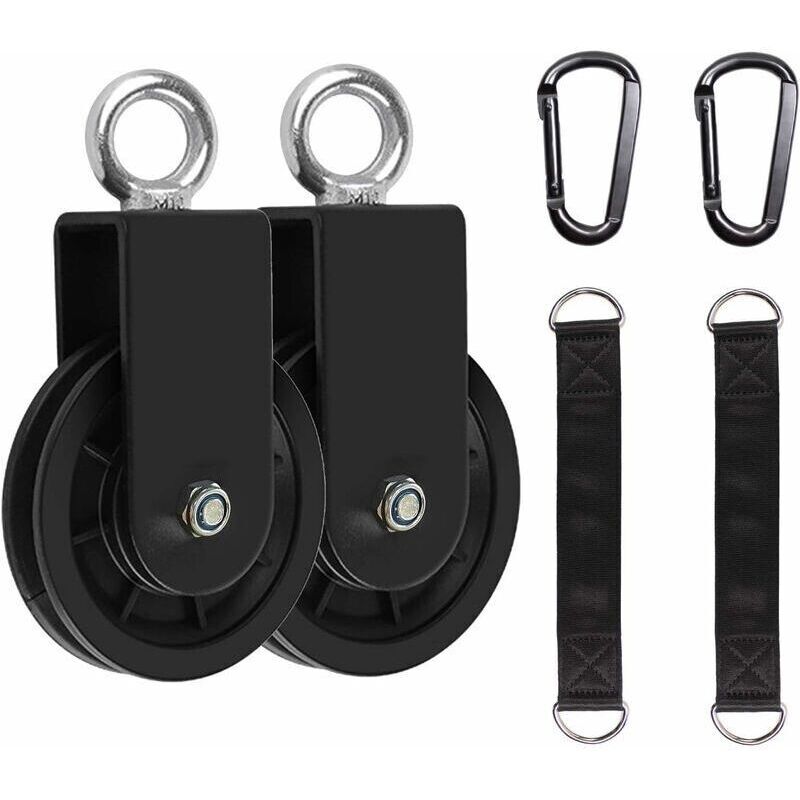 Rolle Für Kabel. Fitnessrolle Mit Aufhängeriemen Und Karabiner, Drehbare Heberolle Mit Einfacher Rolle (2 Stück)