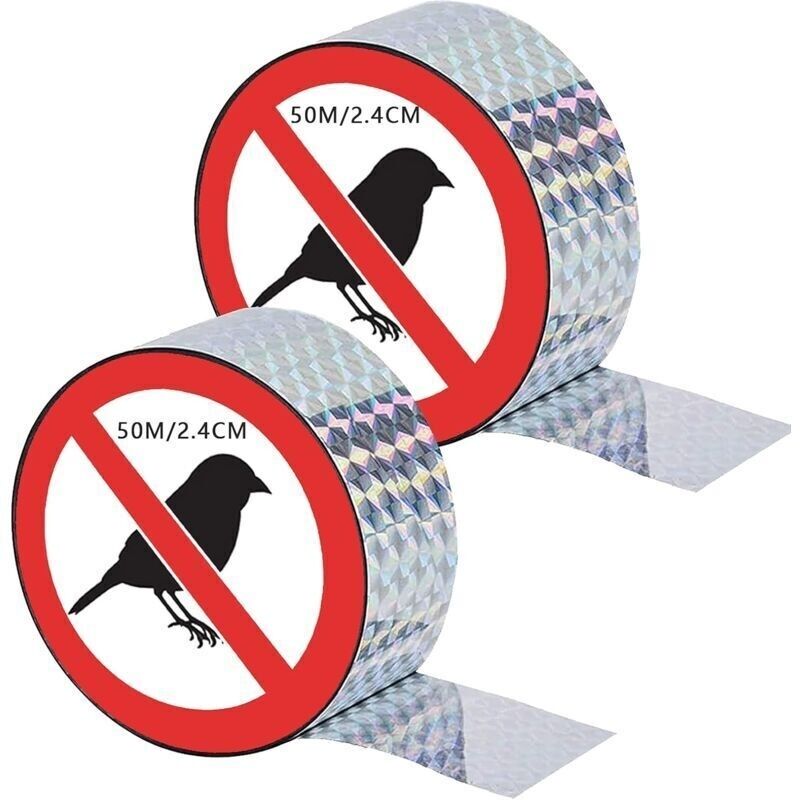 Vogelabwehrband. 2 Stück Abschreckendes Vogelband. Reflektierendes Vogelband. Abschreckband. Doppelseitiges Laser-klebeband Zur Vogelabwehr. Vögel Verscheuchen. Schützen