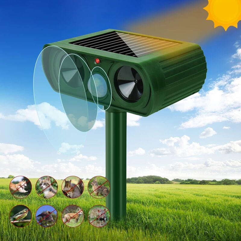 Ultraschall-katzenabwehr, Solarbetriebene Wasserdichte Außen-tierabwehr Mit Led-licht, Ultraschall-abwehrmittel Für Katzen, Hunde, Vögel, Mäuse, Füchse Und Schädlinge In Gärten, Auf Bauernhöfen Und Fe