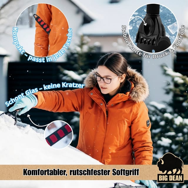 BigDean Eiskratzer 2 Stück Profi Eiskratzer Auto Scheibenkratzer Auto Robuster ABS Kunststoff