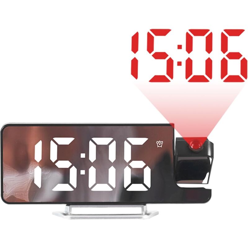 180° Deckenprojektor-wecker Mit Großem Led-spiegelbildschirm, Einstellbarer Helligkeit Und Usb-ladeanschluss Für Das Schlafzimmer