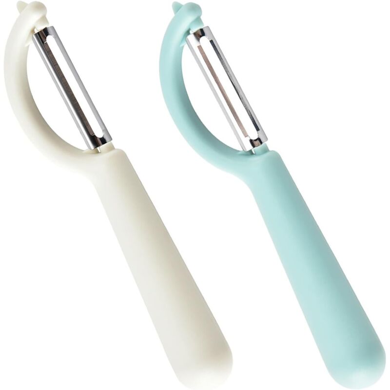 Universeller Schäler (2 Stück), Drehbarer Edelstahlschäler, Küchenmesser Mit Scharfer Klinge Für Gemüse Und Obst, Weiß & Blau