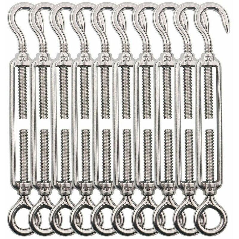 M5 Spannschloss Mit Haken Und Öse. Edelstahl-seilspanner Aus Rostfreiem Stahl 304 Für Wäscheleinen. Stahlseil. Drahtseil – 10 Stück