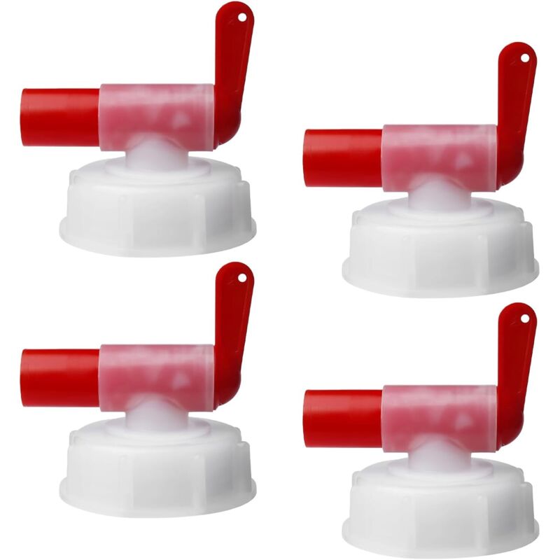 4er-set Din61-auslaufhähne – Für Kanister Von 15 Bis 60 Liter – Lebensmittelechter Ausgusshahn – Einfüllstutzen Zum Befüllen – Weiß Und Rot (din 61-gewinde)
