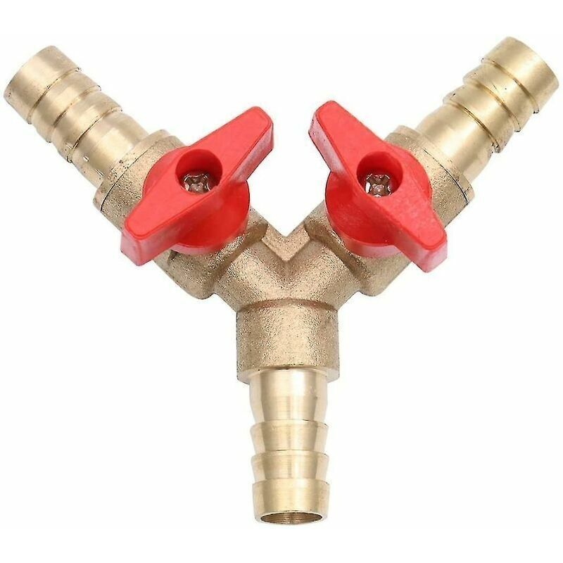Messinganschluss 10 Mm – 3-wege-kugelhahn Y-bauart – Schlauchnippel Für Wasser Und Diesel – 1er-pack