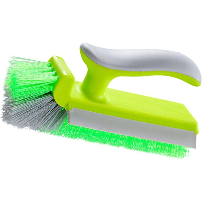 V-förmige Eckschrubbürste, Spiegel-, Wischer- Und Bürstenkombination, Für Dusche, Badezimmer, Fliesen, Küche, Reinigung (grasgrün)