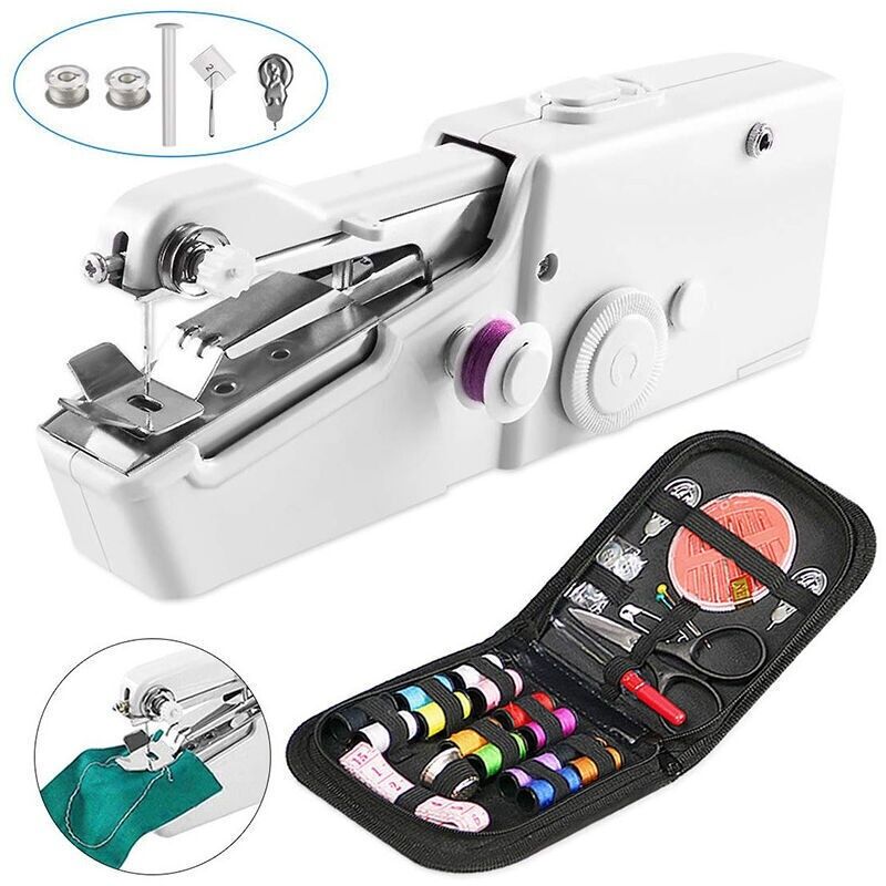 Luck-88 Tragbare Mini-nähmaschine. Handnähen Tragbar. Schnelles Manuelles Punktwerkzeug Für Kleidung. Vorhang. Elektrisches Handnähen Für Haushalt Und Kleidung (weiß)