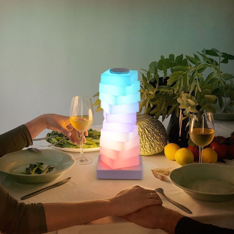 Rgb-stimmungslicht Mit Touch-dimmer. Moderne Runde Led-tischlampe 3000k+16 Wechselnde Farben. Stimmungslicht. Nachttischlampen Für Schlafzimmer, Wohnzimmer, Kinderzimmer