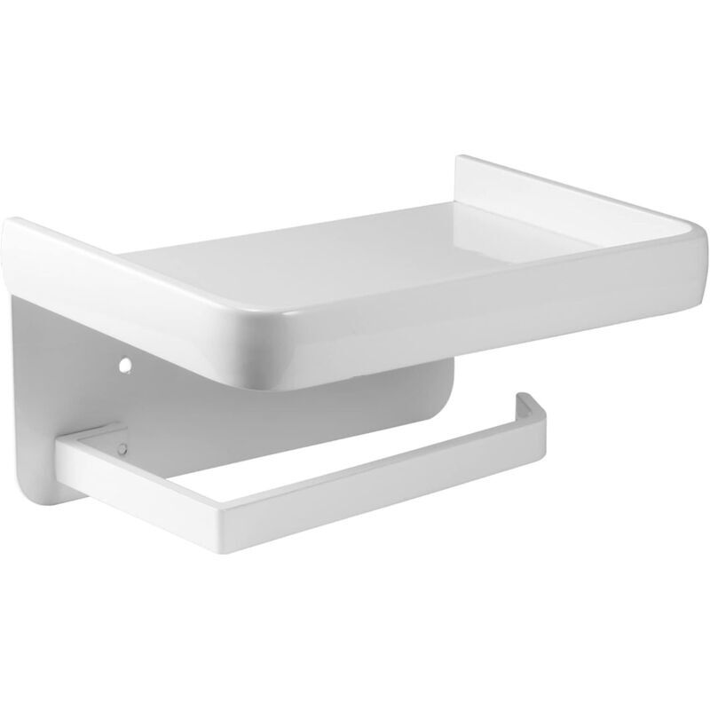 Wandhalterung Für Toilettenpapierrolle Mit Ablage Aus Aluminium Für Bad Und Küche (weiß)