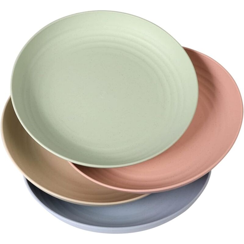 Flache Teller, 4er-set, Aus Kunststoff, Flach, Leicht, 23 Cm, Unzerbrechlich, Ungiftig, Spülmaschinen- Und Mikrowellengeeignet, Bpa-frei Und Gesund Für Kinder, Kleinkinder Und Erwachsene
