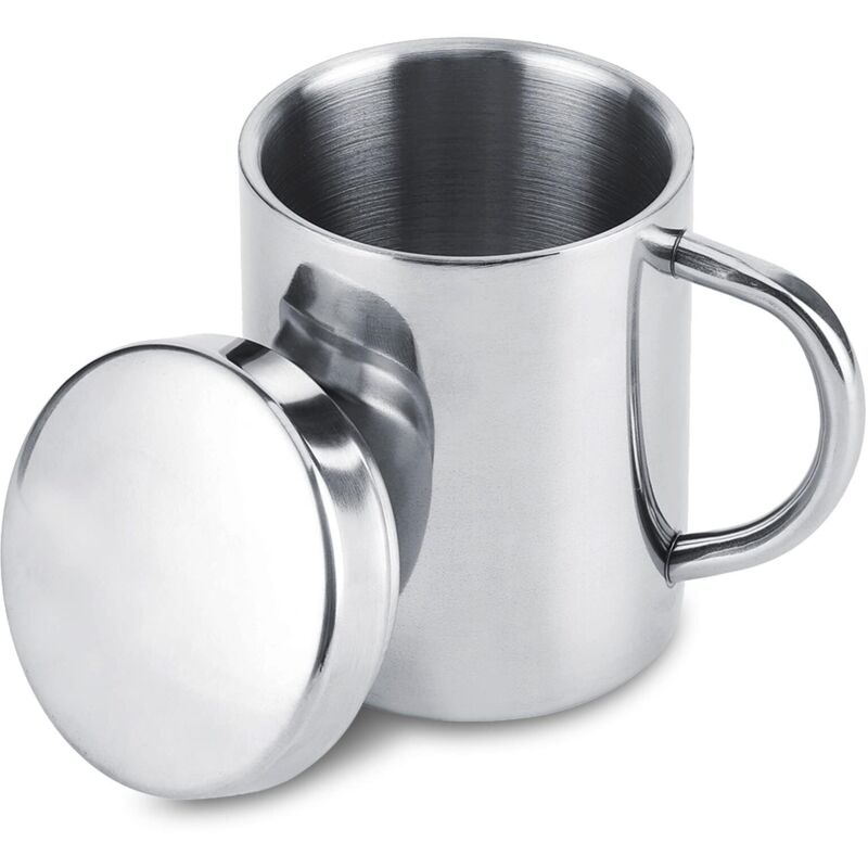 Edelstahlbecher, Kaffeetassen Aus Edelstahl, 300 Ml Kaffeetasse, Kleine Reisetasse, Thermobecher Mit Doppelwand Und Deckel, Bierbecher Zum Wandern Und Camping