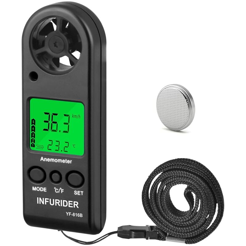 Tragbares Lcd-anemometer, Mini-windgeschwindigkeitsmesser, Luftstrom-anemometer Mit Thermometer Und Max/durchschnitt/aktuelle Windgeschwindigkeit Für Drohnenflug
