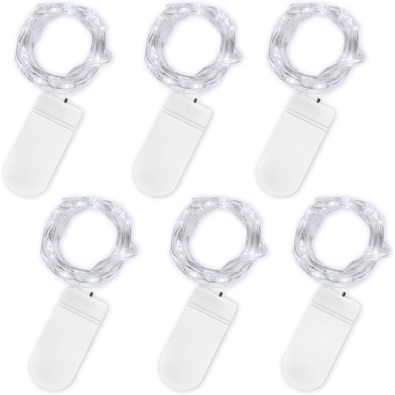 Batteriebetriebene Lichterkette, 6er-pack Fairy Chain Lights 2m 20 Leds Kupferdraht Wasserdicht Für Dekoration Geburtstag, Party, Hochzeit, Weihnachten, Rasen (kaltweiß) [energieklasse A]